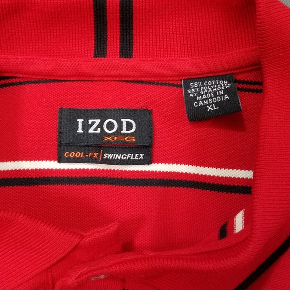 IZOD red stripe polo mens cool-fx swing flex XL - Picture 9 of 9